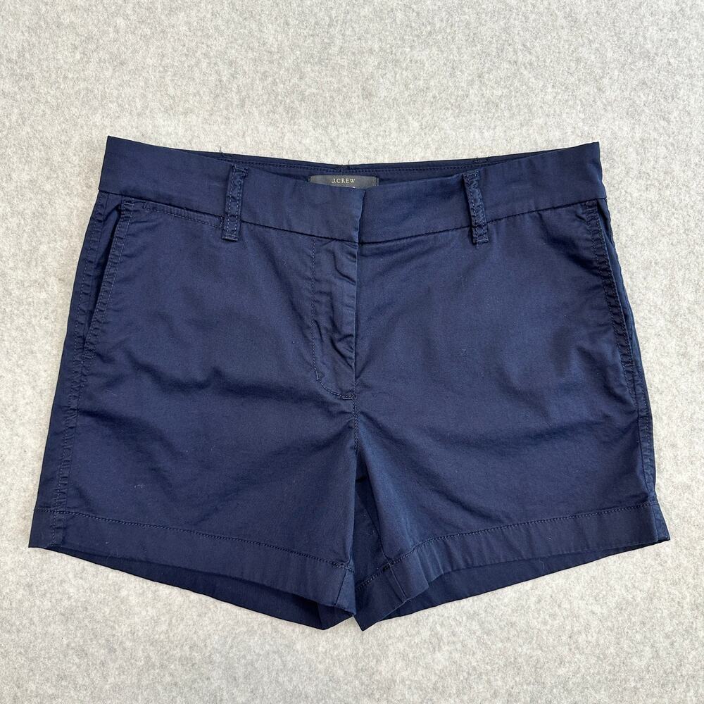 J Crew Chino Shorts WMNS 4 Blue 4" Cotton Stretch Straight Preppy Minimalist